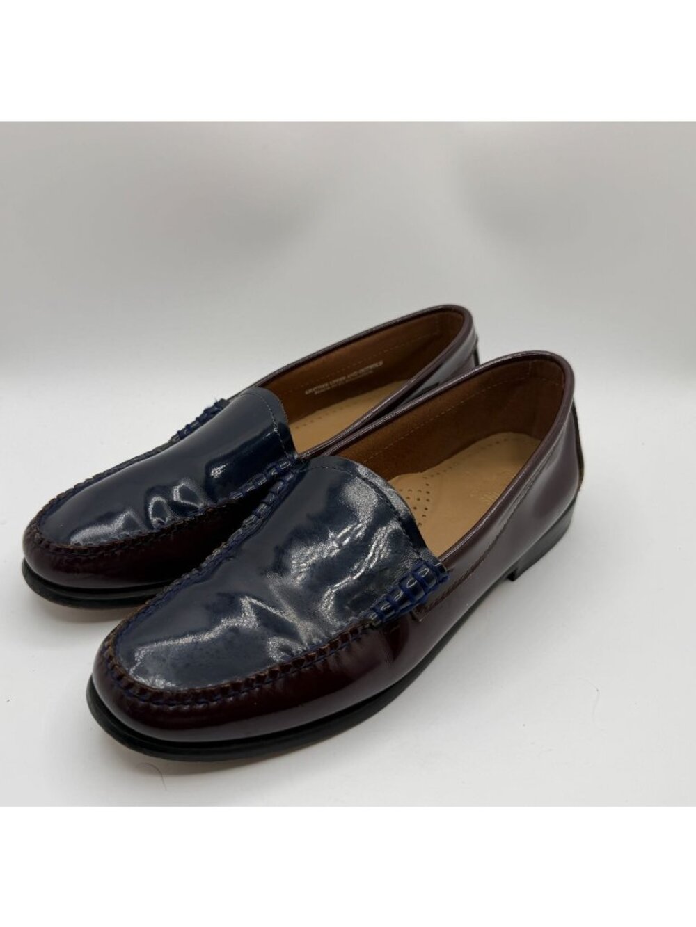G.H. Bass Weejuns Penny Loafers Women Size 8 Burgundy/Blue Leather Preppy